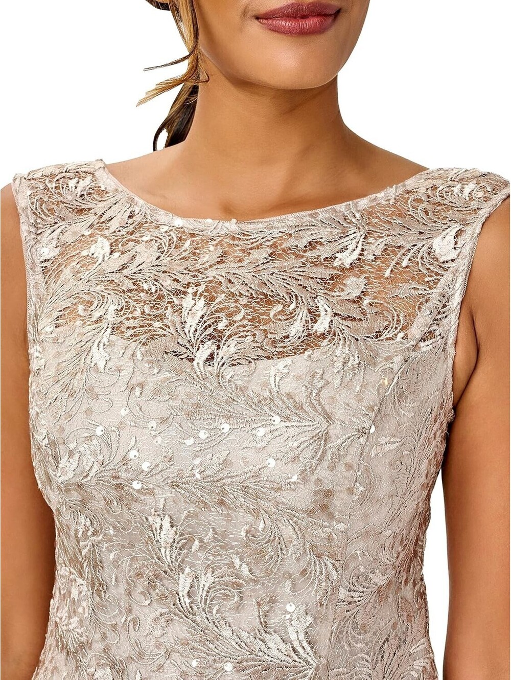Adrianna Papell Womens Sequin Lace Gown Special Occasion Formal Dress Sz 6 NWT